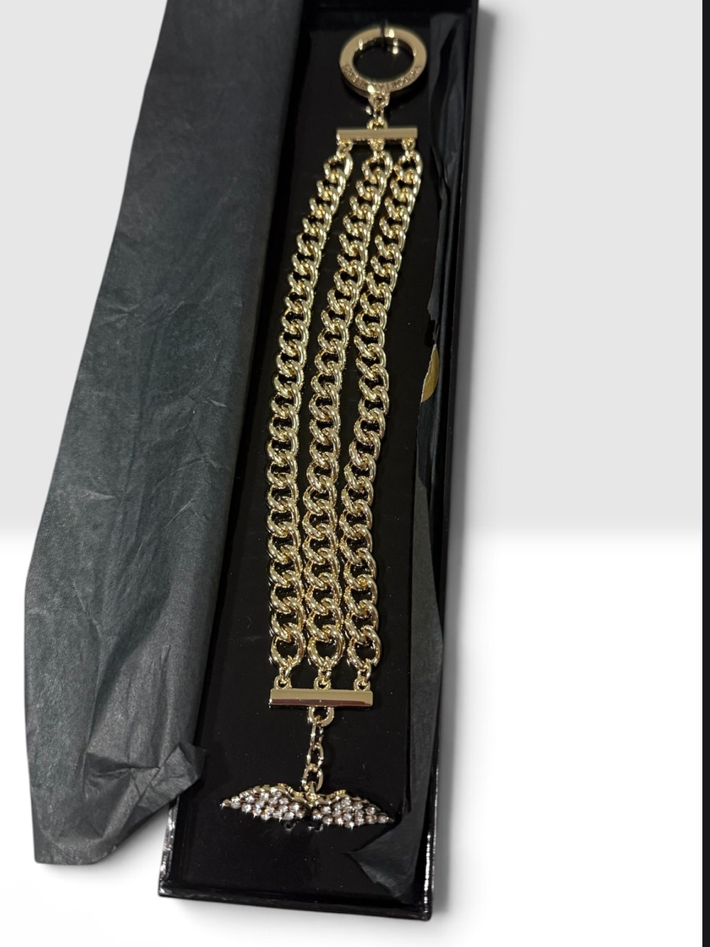 Victoria secret Gold-Tone Multi-Row Chain Bracelet with Crystal Wing Charm